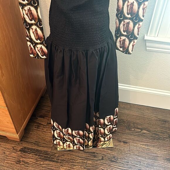 NWT Autumn Adeigbo Nevada Drop Waist Black Western Horse Print-M9 - Picture 7 of 8